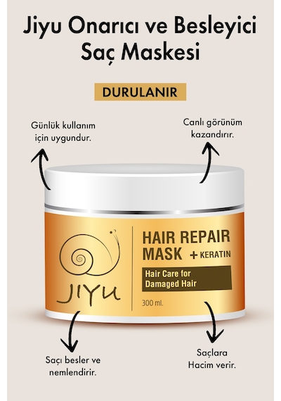 Jiyu Yıpranmış Saçlar İçin Onarıcı Besleyici Keratin Saç Maskesi 300 ML
