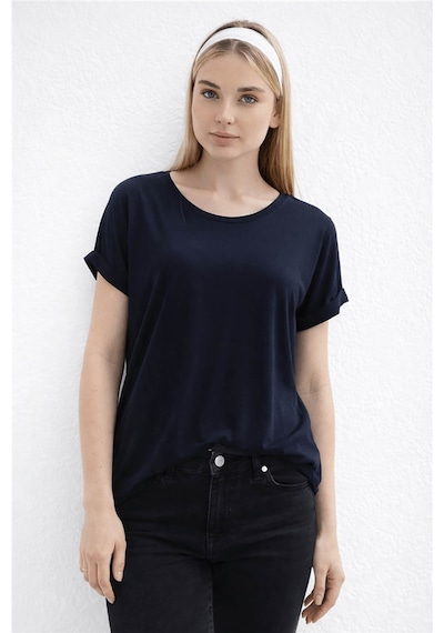 Fashion Friends Bisiklet Yaka Lacivert Kadın Bluz 26y0194k1