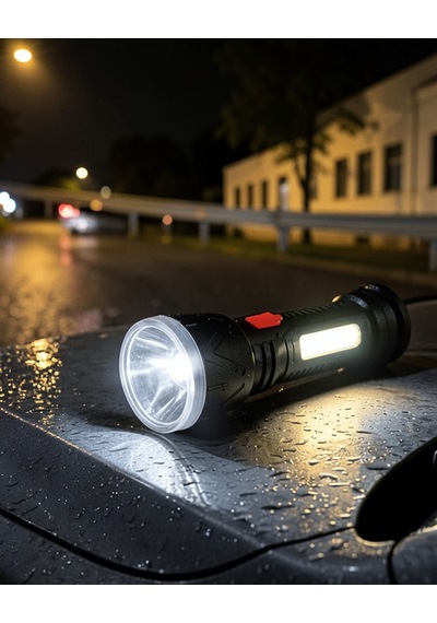 Şarjlı Işıldak 9 Led, 4 Kademeli Aydınlatma, Uzun Menzilli