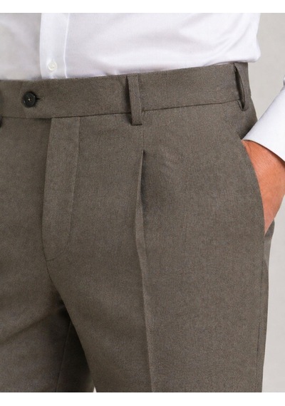 Classics Men Ricati Regular Fit Pileli Erkek Kumaş Pantolon - 7621 Kahverengi