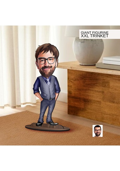 Bk Gift Kişiye Özel Boss Baba Karikatürlü Büyük Boy Ahşap Biblo-2 Arkadaşa Hediye , Sevgiliye Hediye, Kişiye Özel Biblolar