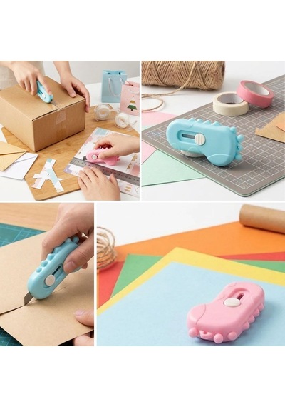 Buffer Dinozor Tasarımlı 2 Li Mini Makas Ve Falçata Seti Pratik Kargo Paket Açıcı Aparat