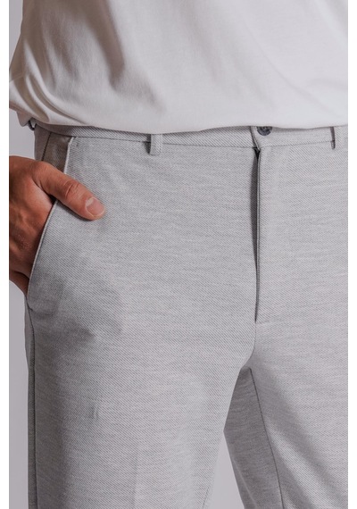 Erkek Yandan Cepli Beli Lastikli Slim Fit Chino Pantolon Gri Gri