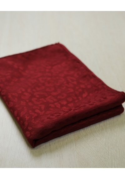 Laurel Scarf Leopar Desen Pamuk Ayrobin Jakar Şal Kırmızı