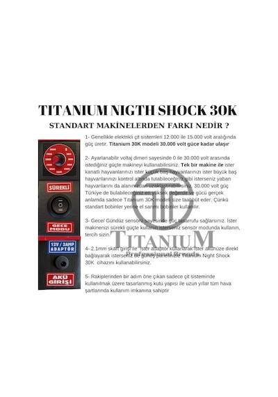 Titanium Night Shock 30K Elektirikli Çit Sistemi 30000 Volt