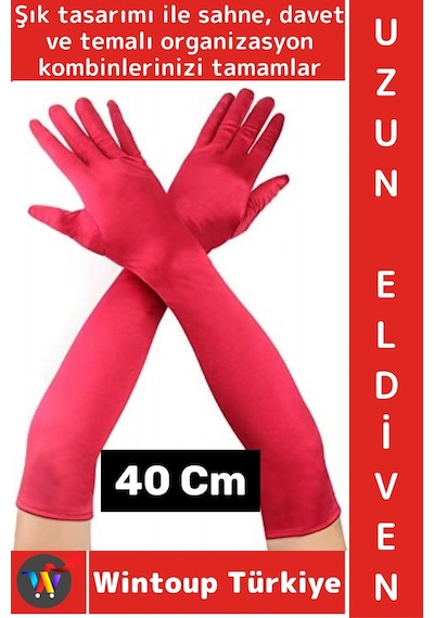 Partieldiveni Balo Parti Halloween Cosplay Dans Gösteri Davet Çok Şık Uzun Kumaş Eldiven 40 Cm Tüm Yaşlar