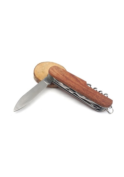 Valkyrie Ahşap Outdoor Kamp Cep Çakısı Kahverengi