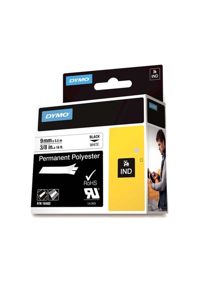 Dymo Rhinopro Sabitpolyster Şerit 9 Mmx5.5 M Beyaz/siyah 18482 Diğer