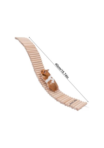 Doğal Ahşap 40cm Kafes Merdiven - Küçük Hayvanlar Ve Sürüngenler İçin Tırmanma Köprüsü