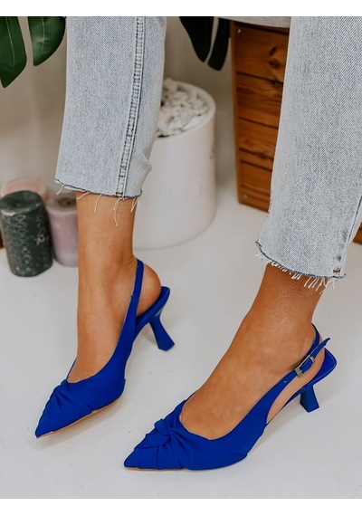 Ervanın Butiği Saks Mavi Saten Bow Fiyonk Detay Kadın Stiletto-3691