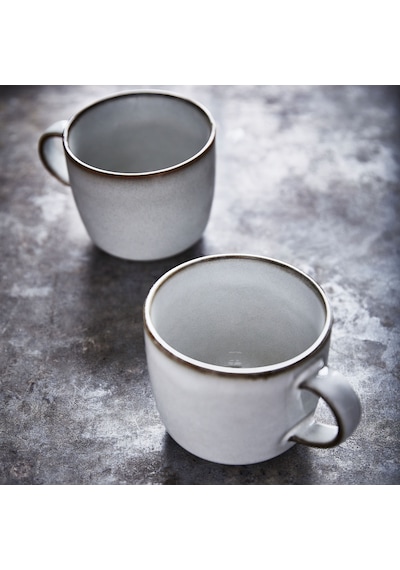 Ikea Gladelıg Seramik Kupa 8 Cm 370 Ml Krem - Gri 1 Parça Çok Renkli