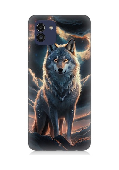 Samsung Galaxy A03 Uyumlu Kurt Ve Ay Desenli Silikon Kılıf