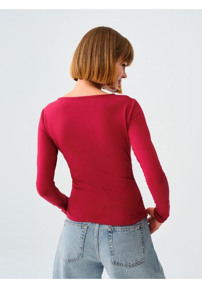 Fitted Kadın Tshirt U.kol Burgundy