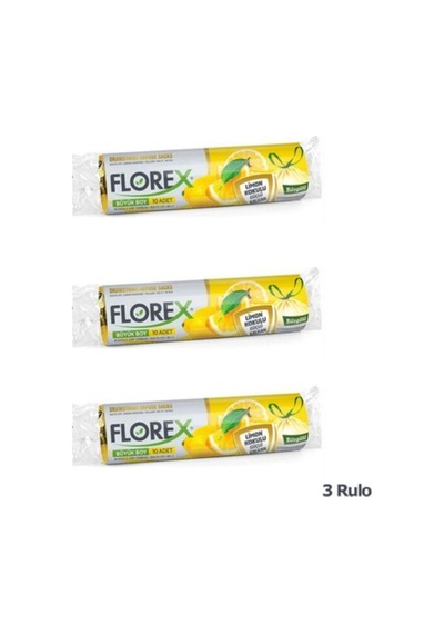 Florex Büzgülü Çöp Poşeti Orta Boy Limon Kokulu 5 Rulo