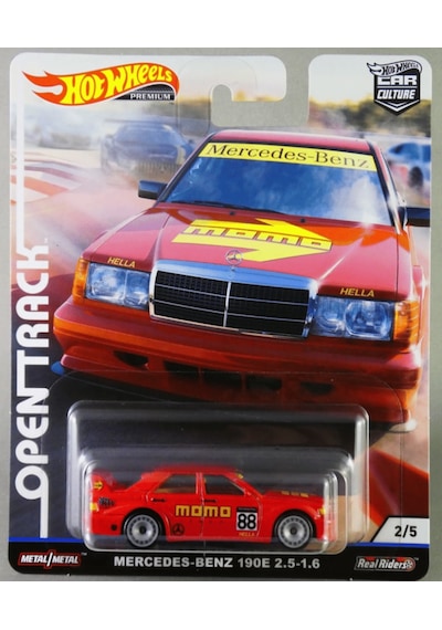 Hot Wheels Premium Momo Mercedes Benz Open Track Red 190e 2.5-1.6 1/64