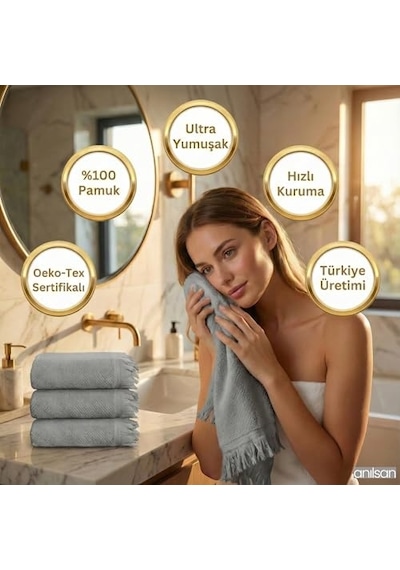 Tr 6 Li Jelena El Havlusu Seti 50x90 Cm - Yuzde 100 Pamuk Puskullu Havlu Yumusak Ve Emici Otel Spa Banyo Mutfak Icin Oek Diğer