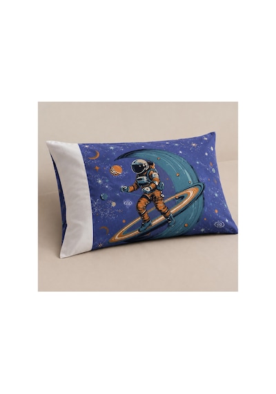Astronot Uzay Desenli Tek Kişilik Nevresim 160x220, Lastikli Çarşaflı 100x200, Genç&çocuk Nevresim Takımı Çok Renkli
