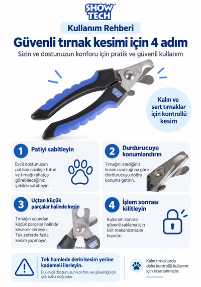 Showtech Comfort Kedi Köpek Tırnak Makası Büyük Boy - Büyük Irk Köpekler İçin