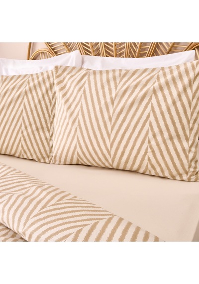 Soft Herringbone Çift Kişilik Nevresim Takımı - Ekru / Taş Renkli