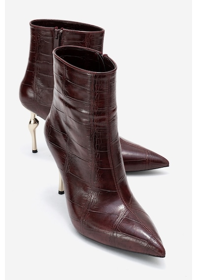 Luvishoes Luvi Shoes Crısta Bordo Baskı Sivri Burunlu Kadın Topuklu Bot Bordo