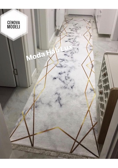 Platin Kaymaz Tabanlı Halı Yolluk Makinede Yıkanabilir Halı Gri