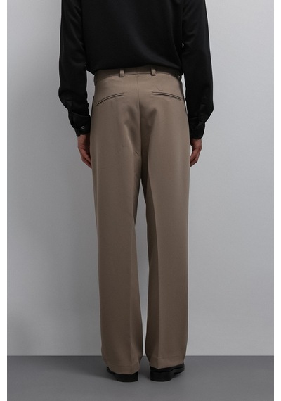 Antioch Relax Fit Baggy Pilili Erkek Pantolon Bej