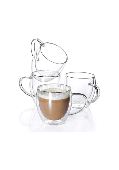 Arvale 4 Adet 250 Ml Çift Cidarlı Kahve Kupası Bardak Çok Renkli