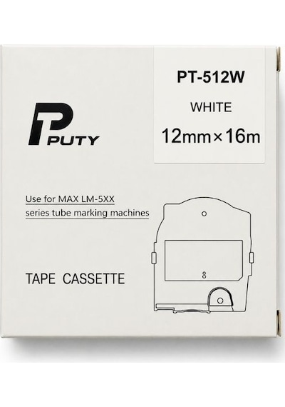 Lm-tp512w / Pt-512w Etiket Bant Kaseti Max Letawın Uyumlu 12mm X 16m Beyaz