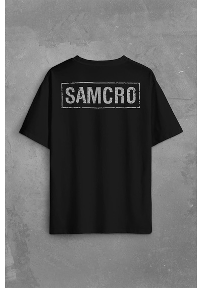 Samcro Sons Of Anarchy Anarşi Sırt Ön Baskılı Oversize Tişört Unisex T-shirt 001