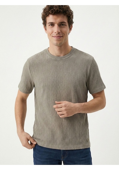 Regular Fit Erkek Tshirt K.kol Vizon