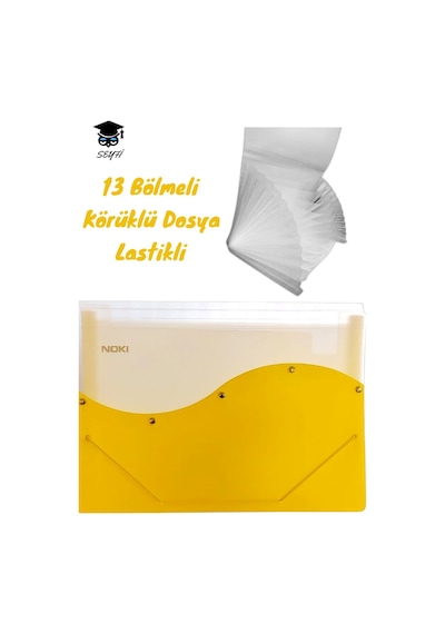 Körüklü Dosya Lastikli 13 Bölmeli Yeşil