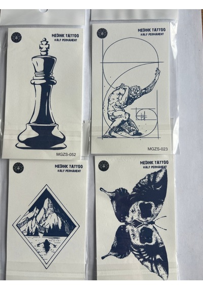 Denge 4 Adet Minimal 11x8 Cm 3 Hafta Kalıcı Yarı Kalıcı Geçici Dövme