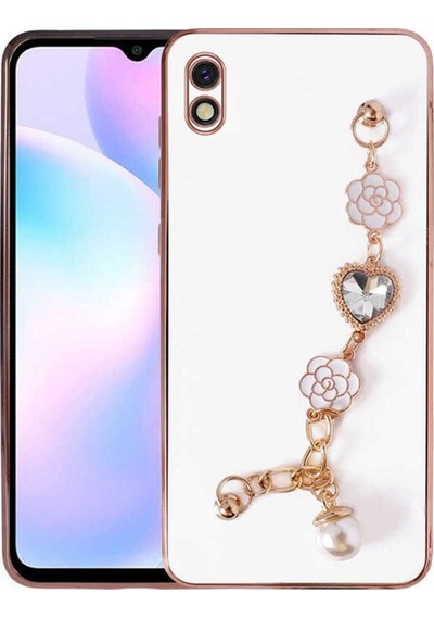 Xiaomi Redmi 9a Kılıf El Tutamaçlı Kamera Korumalı Zore Taka Silikon Kapak Beyaz
