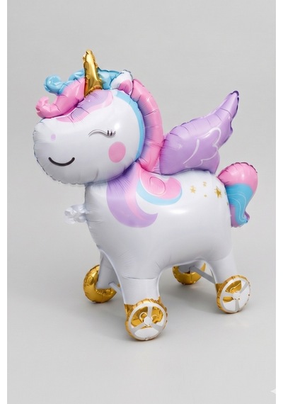 Beyaz Tekerlekli Unicorn Parti Balonu Beyaz