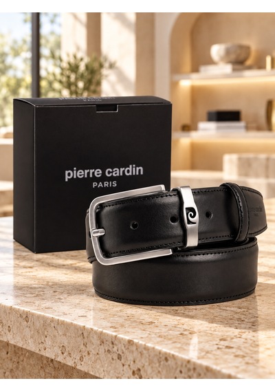 Pierre Cardin %100 Hakiki Deri Siyah Klasik Erkek Kemeri