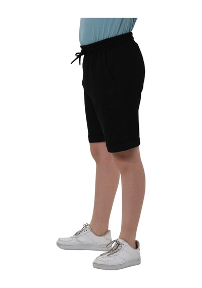 Erdem Kıds Erkek Çocuk Basic Pamuklu Penye Double Paça Cepli Şort Siyah Siyah