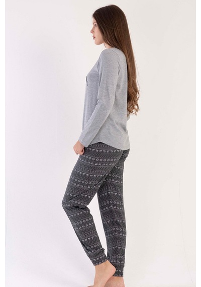 Vienetta Kadın Uzun Kol Antrasit Pijama Takımı C3t0n4o090 001