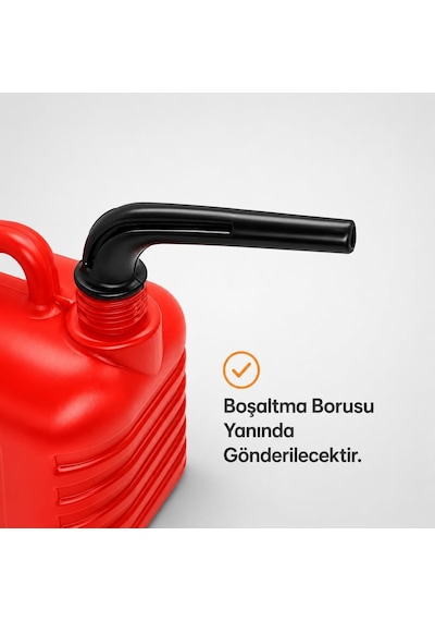 Badem10 Boşaltma Borulu Plastik Antistatik Benzin Bidonu 5 Litre Akaryakıt Mazot Taşıma Doldurma Depolama