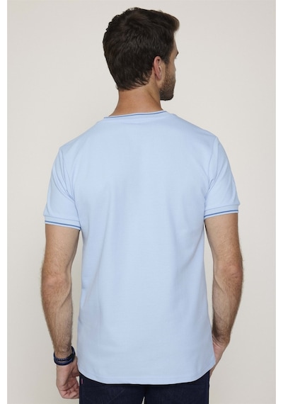 Tudors Erkek Bisiklet Yaka Slim Fit Pamuk Pike Mavi Tişört-27695-Mavi