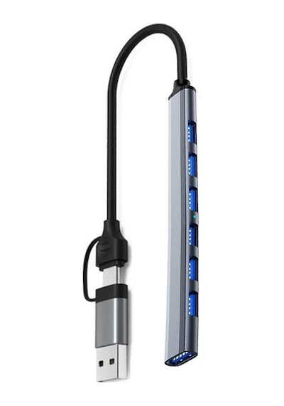 Lunatic 8030 Type-c Usb 3.0 7 İn 2 Portlu Hub Otg 7 Port Çoğaltıcı Pc Telefon Bilgisayar Uyumlu Veri Aktarımı Mouse Klavye Kullanımı İçin