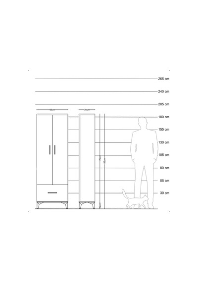 Arges Dolap 4 Raflı Tek Çekmeceli 2 Kapaklı 88x30x182 Aytaşı-... Aytaşı