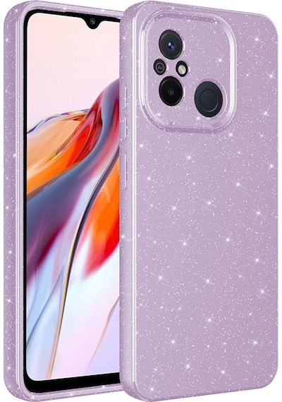Lexroo Xiaomi Redmi 12c Kılıf Kamera Korumalı Simli Lüks Koton Kılıf - Lila