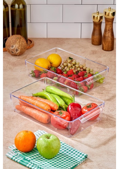 2 Li Buzdolabı Organizeri & Buzdolabı Düzenleyici 3 Lt Şeffaf