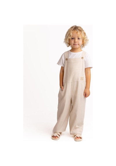Oliven The Kid Unisex Bol Paça Keten Salopet Naturel Naturel Bej