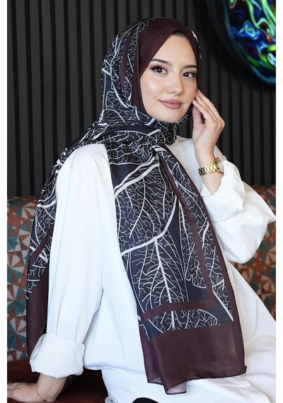 Mermer Desen Bordo Soft Pamuk Şal Çok Renkli 54
