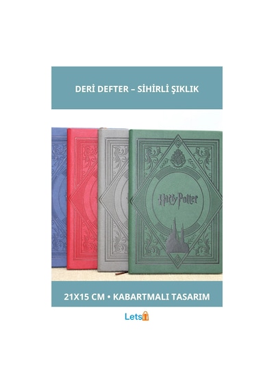 Harry Potter Temalı Deri Defter 21x15 Cm Renkli Çok Renkli
