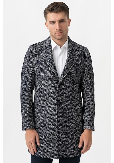 White Stone Arezzo 4025 Ceket Yaka Pamuklu Slim Fit Kaban Laci-Laci Lacivert