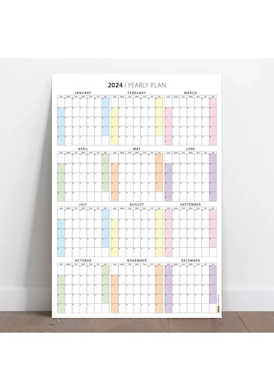 2027 Amerikan Standardı Takvim, Yıllık Planlayıcı Duvar Takvimi, Sunday Start Wall Planner Çok Renkli