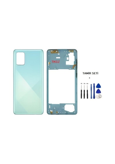 Samsung Galaxy Uyumlu A71 - Sm-a715f Full Kasa Arka Kapak Takım Mavi - Tamir Seti