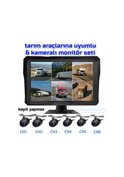Tarım Araçları İçin 6 Kanallı Monitör Ve 6 Kamera Hazır Set